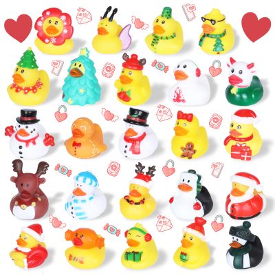 24 Pcs Valentine Rubber Ducks Bulk - 24 Unique Surprise Designs - Perfect for Valentines Day Party Favors, Gift Exchange & Romantic Decor - Ideal for Couples, Lovers & Adults
