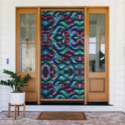 3d Magical Dragon Scales Pattern Print Door Cover Banner, Decoration Door Banner Backdrop,Porch Sign,For Holiday Party Decor