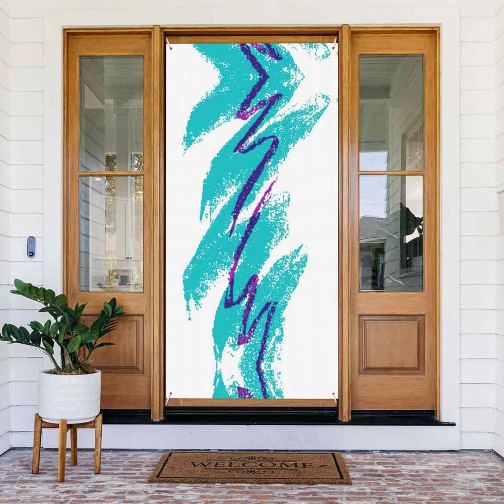90'S Cup Design Print Door Cover Banner, Decoration Door Banner Backdrop,Porch Sign,For Holiday Party Decor