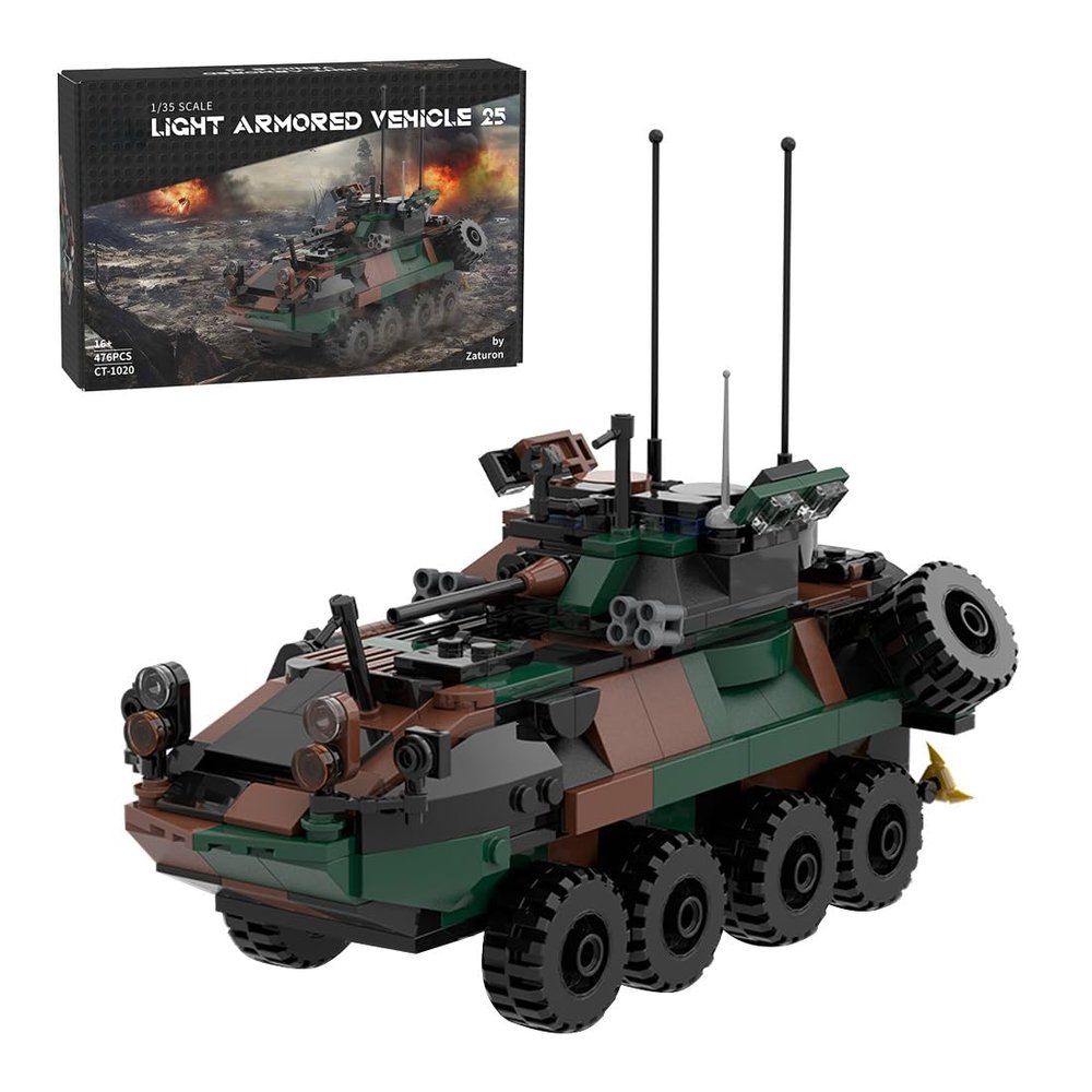 EnuoChbuild WW2 Military Tank Building Blocks, LAV-25 Infantry Fighting Vehicle Engineering Construction, Adult Collectible Model Tanks Kits to Build for Adult - 476 Pieces