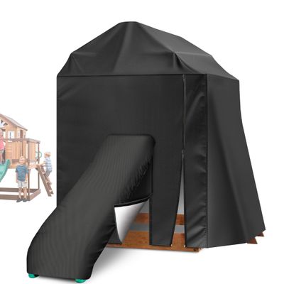 Elevated Cedar Playhouse Cover,78.7" L X 78.7" W X 92" H Black Waterproof Sun Protection Dust,640D Heavy Duty Oxford Fabric, Big Playhouse Year-Round Protective Covers