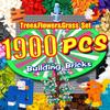 1900 Pieces Building Bricks, Building Bulks Blocks with 1 Packs 24x24 Studs Sticky Plates,400PCS Flowers and Tree/Grassland, Creative Toy Blocks Compatible with All Major Brands 14 Shape/18 Color view 1