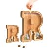 Wooden Letter Piggy Bank, Cute 26 Alphabet Money Bank, Personalized Bills and Coins Bank Money Box, Cash Saving Bank for Adults Boys Girls Best Gift (X) view 2