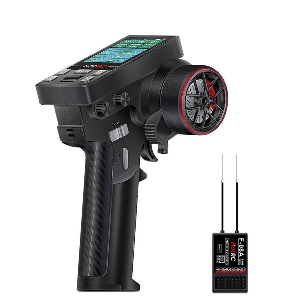 havcybin Hot RC CT-8B 8 Channel Color Screen Remote Control 2.4G 8CH Radio Transmitter and Receiver for Climbing Drift Vehicle RC Car Ship Tank (CT-8B with F-08A)