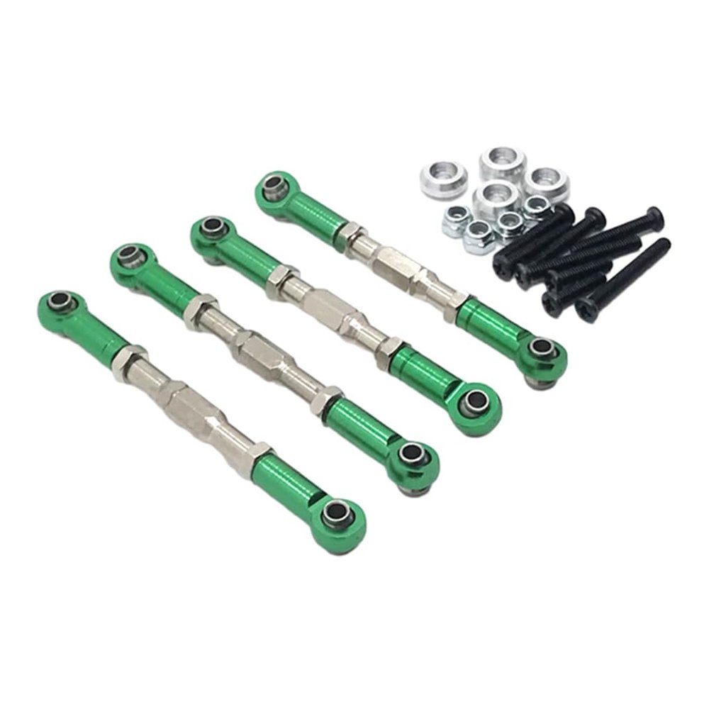 Malockos Metal Adjustable SteeR1ng Linkage Servo Link Pull Rod SteeR1ng Link Rod Setor for WPL C14 C24 B14 B24 1/16 RC Car Crawler Parts - (Color: green, CN)
