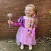 Aolliya Princess Dresses for Girls Puff Sleeve Princess Costume Purple Princess Dress Up Clothes for Halloween Cosplay Party view 3