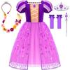 Aolliya Princess Dresses for Girls Puff Sleeve Princess Costume Purple Princess Dress Up Clothes for Halloween Cosplay Party view 1