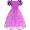 Aolliya Princess Dresses for Girls Puff Sleeve Princess Costume Purple Princess Dress Up Clothes for Halloween Cosplay Party view 2