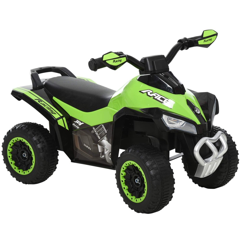 Aosom NO Power Kids Ride On Push Car, Ride Racer, Foot-to-Floor Sliding Car, Walking ATV Toy with Music, Lights, for 1.5-3 Years Old, Green