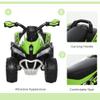 Aosom NO Power Kids Ride On Push Car, Ride Racer, Foot-to-Floor Sliding Car, Walking ATV Toy with Music, Lights, for 1.5-3 Years Old, Green view 4