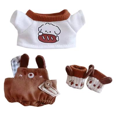 niannyyhouse 10cm~15cm Plush Doll Clothes T-Shirt Bib Pants Shoes Puppy Set Soft Doll Dressup