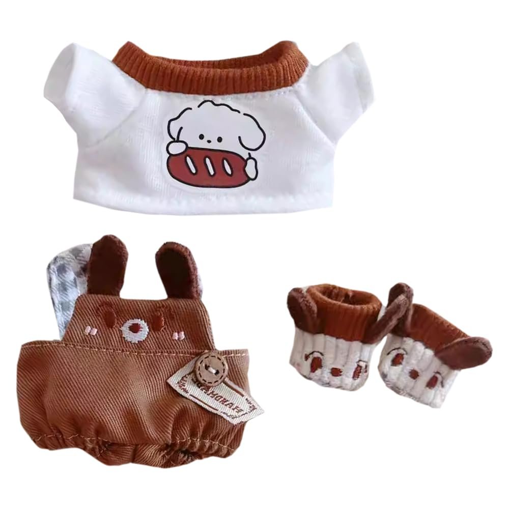 niannyyhouse 10cm~15cm Plush Doll Clothes T-Shirt Bib Pants Shoes Puppy Set Soft Doll Dressup