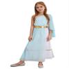 Riismen Ancient Greek Rome Toga for Girls Singer Shoulder Tulle Dress Ball Robe Halloween Role Play Dress Up Light Blue 8 Years view 2