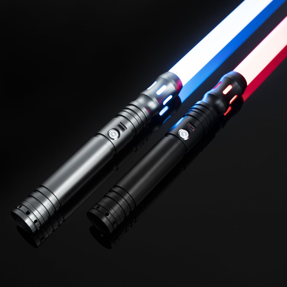 2 Pack Light Saber 4 Sound Fonts, Smooth Swing Light Saber, 12 Colors Changing with Volume Adjustable, Support Heavy Dueling Light Sabers for Gift Pretend Play Tools