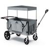 MAIZOA Foldable Wagon Stroller, Stroller Wagon for 2 Kids with 5-Point Harnesses,Adjustable Push/Pull Handle, Removable Sun Canopy, Suitable for Family Travel, Two Children Ride, Large Storage,Gift view 1