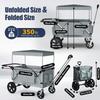 MAIZOA Foldable Wagon Stroller, Stroller Wagon for 2 Kids with 5-Point Harnesses,Adjustable Push/Pull Handle, Removable Sun Canopy, Suitable for Family Travel, Two Children Ride, Large Storage,Gift view 2
