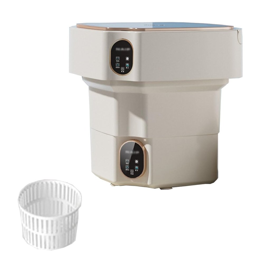 Mini Foldable Washing Machine 12X12X13in Portable Washer 17L Capacity Convenience And Efficiency For Camping, Travelling, Apartment & Tiny Spaces(Beige)