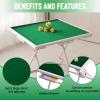 35.4 Folding Mahjong Table, Square 4 Player Card Game Table with Felt Green Surface, Durable Metal Domino Table with Drawers and Cup Holders - Ideal for Game Nights & Parties view 4