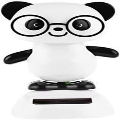 1Pc Solar Dancing Panda Bear Tiger - Shaking Dancing, Dancing Animal Figurine for Car Interior Home Desk Decorations Solar Power Kits,Car Dashboard Ornament, Car AccessoriesBlack and White