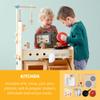 HABA 3 in 1 Wooden Kids Play Kitchen, Kids Grocery Store Playset & Toddler Tool Bench, Wooden Toys Convertible Pretend Play Set with 150+ Accessories - Ages 3+ view 3
