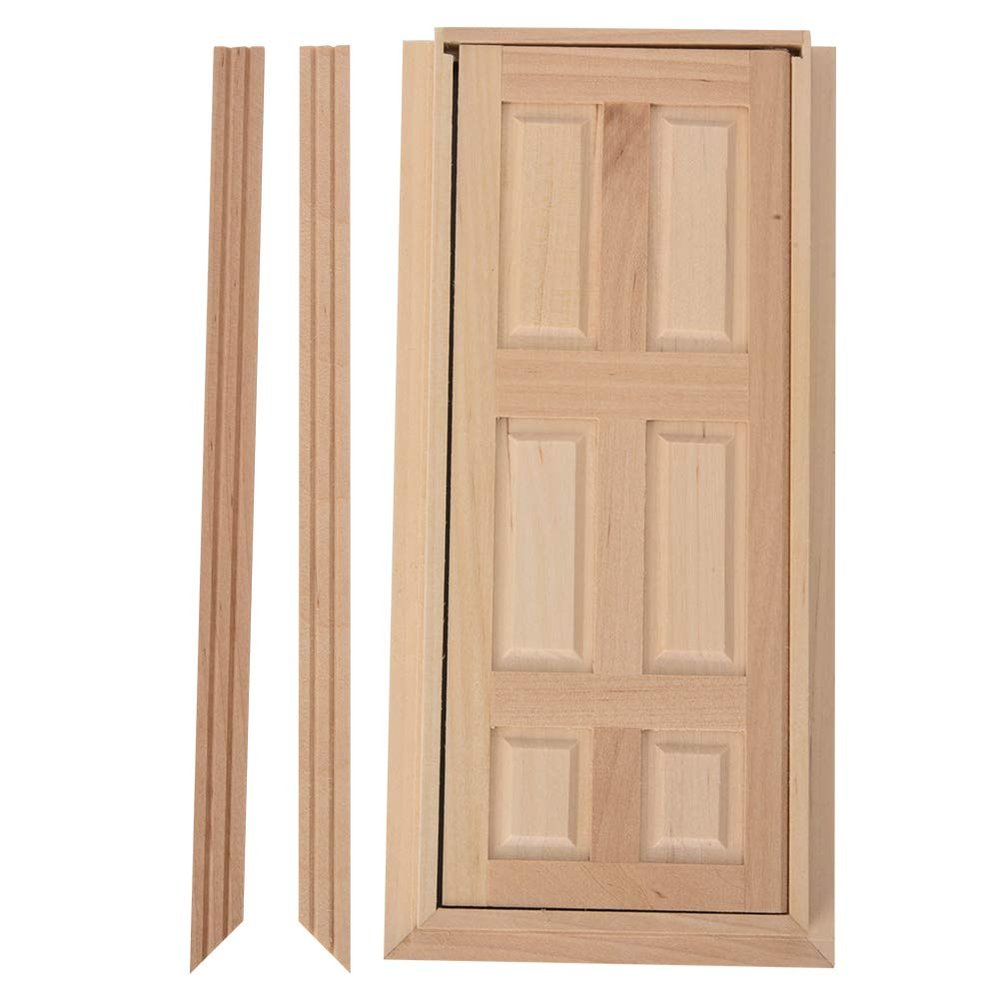 1:12 Doll House Miniature Wooden Door, Dolls Furniture Accessories, Doll Craft Door Frame Model Decoration for Doll House Decoration