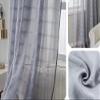 HooHero Grey 100 Width Elegant Sheer Curtains Voile Curtain Living Room Home Decoration Rustic Grid Tulle view 4
