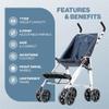 Coche XL Special Needs Stroller, Disability Stroller for Older Child, Larger Size Pushchair, Easy Folding System, Lightweight Aluminum Frame (Blue) view 2
