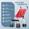Coche XL Special Needs Stroller, Disability Stroller for Older Child, Larger Size Pushchair, Easy Folding System, Lightweight Aluminum Frame (Red) view 2
