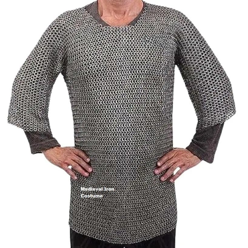 9mm 18 gauge flat riveted rings with washer chainmail shirt natural coated arming wear new (L)