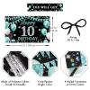 10th Birthday Banner Backdrop, Happy 10th Birthday Decoration For Girls, Fabric 10 Year Old Birthday Party Photo Props Yard Sign Background Decor Supplies, Indoor Outdoor (Teal Blue Silver) view 2