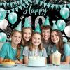 10th Birthday Banner Backdrop, Happy 10th Birthday Decoration For Girls, Fabric 10 Year Old Birthday Party Photo Props Yard Sign Background Decor Supplies, Indoor Outdoor (Teal Blue Silver) view 3