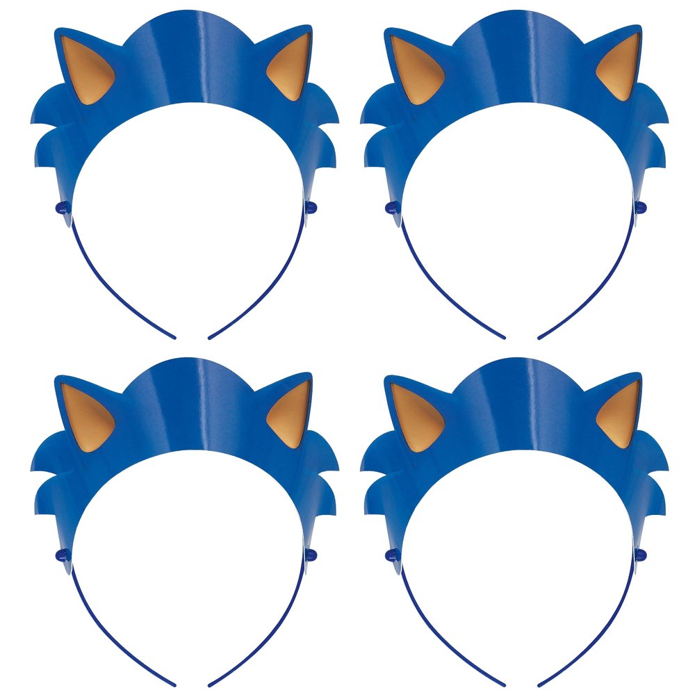 Sonic the Hedgehog Blue Paper Headbands - (4 Count) - Perfect for Parties, Birthdays & Dress Up Fun