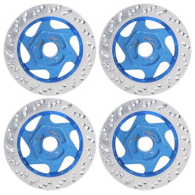 Universal 1/10 RC Car Aluminum Alloy Brake Disc Set, Metal Hex Adapter for Remote Control Car, CNC Machined, 4PCS for Sports CarSUV, AntiRust Red (Dark Blue)