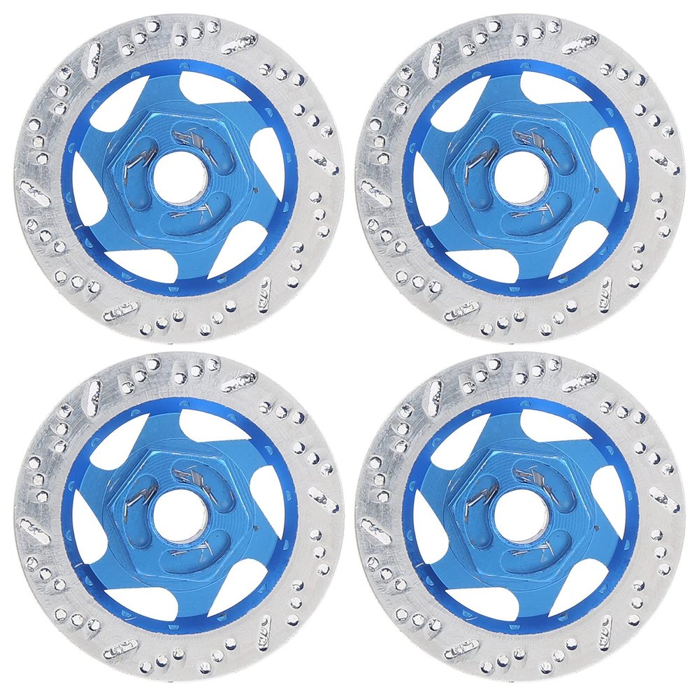 Universal 1/10 RC Car Aluminum Alloy Brake Disc Set, Metal Hex Adapter for Remote Control Car, CNC Machined, 4PCS for Sports CarSUV, AntiRust Red (Dark Blue)