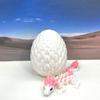 3D Printed Baby Dragon with Dragon Egg, Articulated Baby Dragon, White and Pinjk Gemstone Baby Dragon, Fidget ADHD Autism Toy BD007-GEM-WE view 1