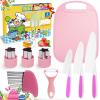 9 Pcs Kids Safe Knife Set for Real Cooking, Kids Kitchen Knife Set with Cutting Board,Crinkle Cutter,Sandwich Cutter, Montessori Kitchen Tools for Toddlers Kid 3-10 Years Old Girl Boy Birthday Gifts view 1