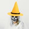Alipis Witch Hat Felt Halloween Hat Large Wizard Cap Wide Brim Foldable Pointed Cap Witch Costume Accessory for Scarecrow Costume Halloween Cosplat Party Favor Supplies Yellow view 3