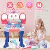 deAO Toddler Vanity Makeup Table Toy with Mirror & Chair,Kids Vanity Playset with Lights,Pretend Play Makeup Toy with Hair Dryer Toy,Toddler Beauty Salon Set,Princess Dress Up Playset view 2