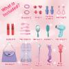 deAO Toddler Vanity Makeup Table Toy with Mirror & Chair,Kids Vanity Playset with Lights,Pretend Play Makeup Toy with Hair Dryer Toy,Toddler Beauty Salon Set,Princess Dress Up Playset view 4