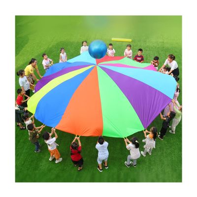 ZMQJEQANBG Play Parachute Kids Parachute with Storage Bag, Play Parachute for Nursery Activities, Body Balance & Coordination Training(Multicolor,11m/36ft)