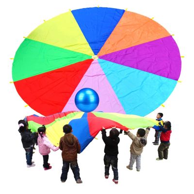 ZMQJEQANBG Play Parachute Kids Parachute with Storage Bag, School Sports Day Parachute Game, Physical Training Toy(6m/19.6ft)