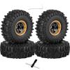 RcarmubWow RC 1.0" Beadlock Wheels and Tires for RC Crawler 1/18 TRX4M,1/24 SCX24,Brass 1.0 Beadlock Wheels RC Rims w/ 1.0 Beadlocks Tires Soft Sticky Rubber Tires,4pcs,Style A view 1