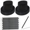 Skyebed 14 Pcs Plastic Top Hats with 14 Pcs Magician Wand Top Black Magician Hats for Men Women Halloween Cosplay Party Supplies, Fluff Black Set view 1
