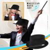 Skyebed 14 Pcs Plastic Top Hats with 14 Pcs Magician Wand Top Black Magician Hats for Men Women Halloween Cosplay Party Supplies, Fluff Black Set view 3