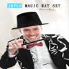 Skyebed 14 Pcs Plastic Top Hats with 14 Pcs Magician Wand Top Black Magician Hats for Men Women Halloween Cosplay Party Supplies, Fluff Black Set view 4