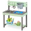 Wooden Kids Play Kitchen, Outdoor Mud Kitchen Playset with Water Play Set and Cooking Toys, Gift for 3+ Years Kid view 1