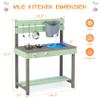 Wooden Kids Play Kitchen, Outdoor Mud Kitchen Playset with Water Play Set and Cooking Toys, Gift for 3+ Years Kid view 3