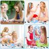 deAO Toddler Vanity Makeup Table Toy with Mirror & Chair,Kids Vanity with Light&Music,Pretend Play Makeup Toy with Hair Dryer Toy,Toddler Beauty Salon Set,Gift for Girls 3 4 5 view 2