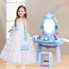deAO Toddler Vanity Makeup Table Toy with Mirror & Chair,Kids Vanity with Light&Music,Pretend Play Makeup Toy with Hair Dryer Toy,Toddler Beauty Salon Set,Gift for Girls 3 4 5 view 4