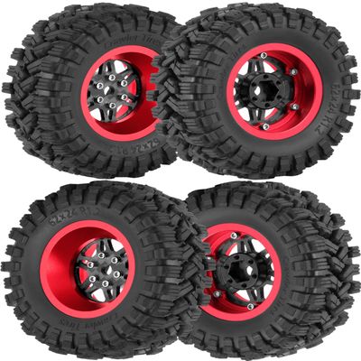 RcarmubWow 1.2" Beadlock Wheels and Tires for 1/18 TRX4M 1/24 SCX24 RC Crawler,Carbon Fibre rc Wheels 1.2 Beadlock Whees w/ Soft Rubber Tires 1.2 rc Tires,4PCS,Style B
